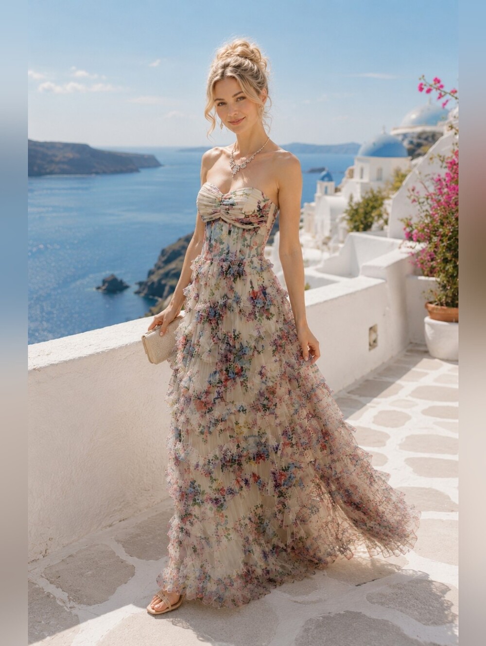 Faeriesty Floral Corset Maxi Dress Small Romantic Resort Garden Party Gown